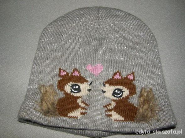 H&M czapka z wiewiorkami rozm 110 128