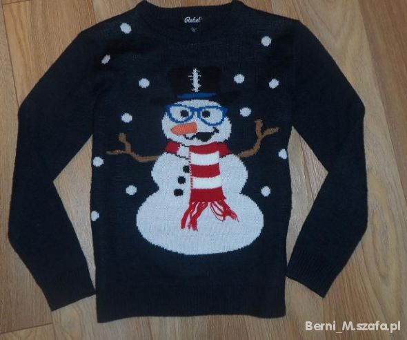świąteczny sweter pingwin 146 cm