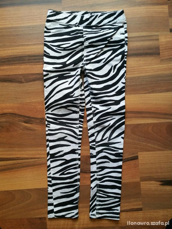 H&M legginsy spodnie zebra 122 6 7 lat