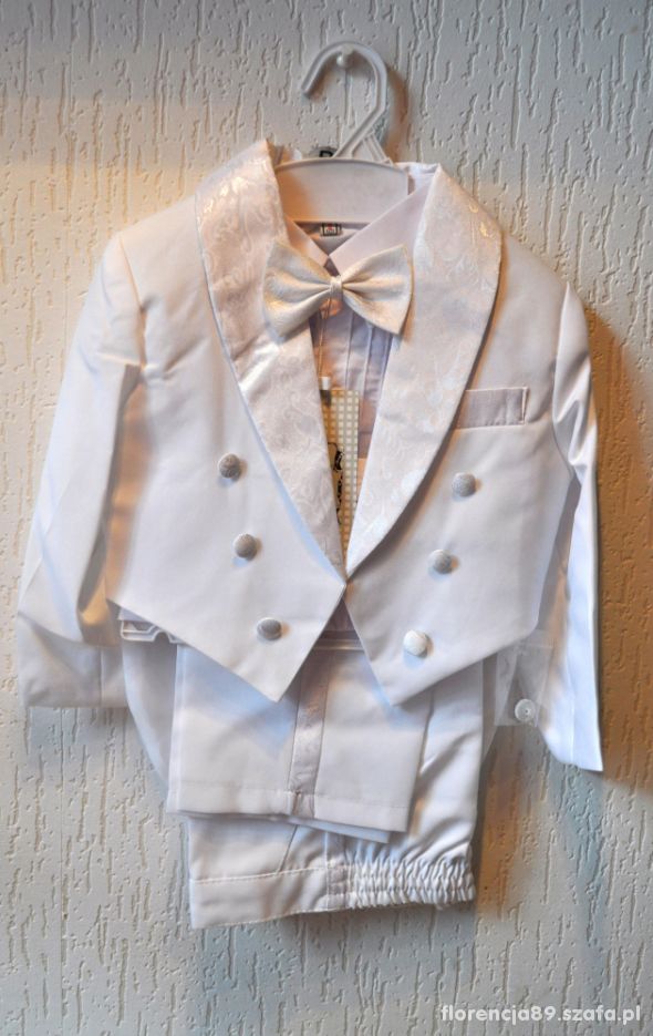 Biały frak garnitur garniturek smoking eleganc