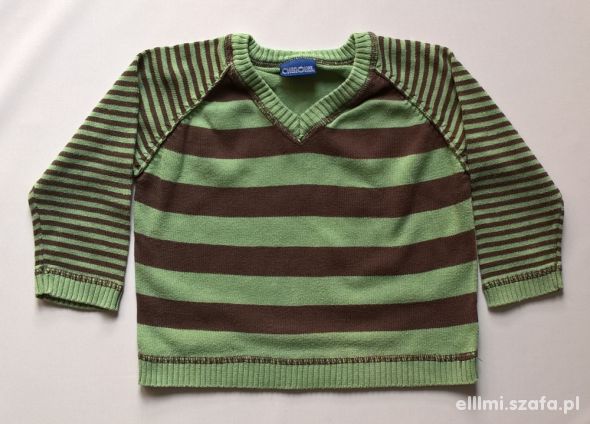 CHEROKEE 80 zielony sweterek w paski