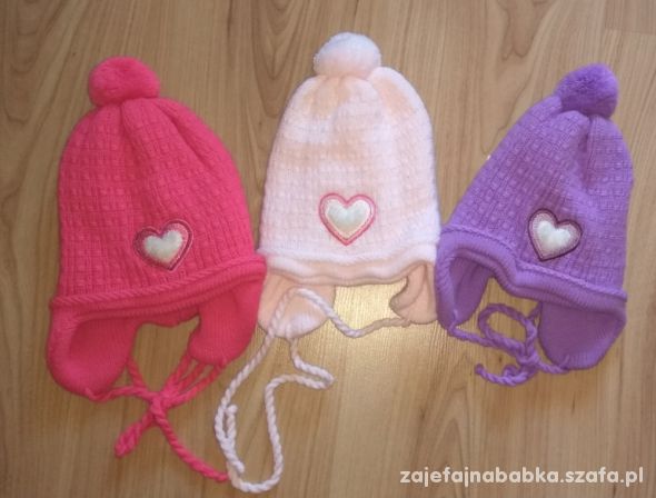 Nowe czapki dla dziewczynki dziewczęce serduszka