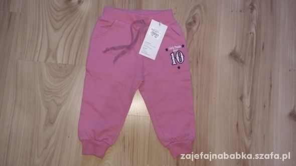 Nowe dziewczęce różowe spodnie dresowe 92