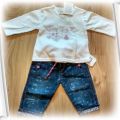 Nowe jeansy niemowlęce dziewczęce i biała bluzeczk