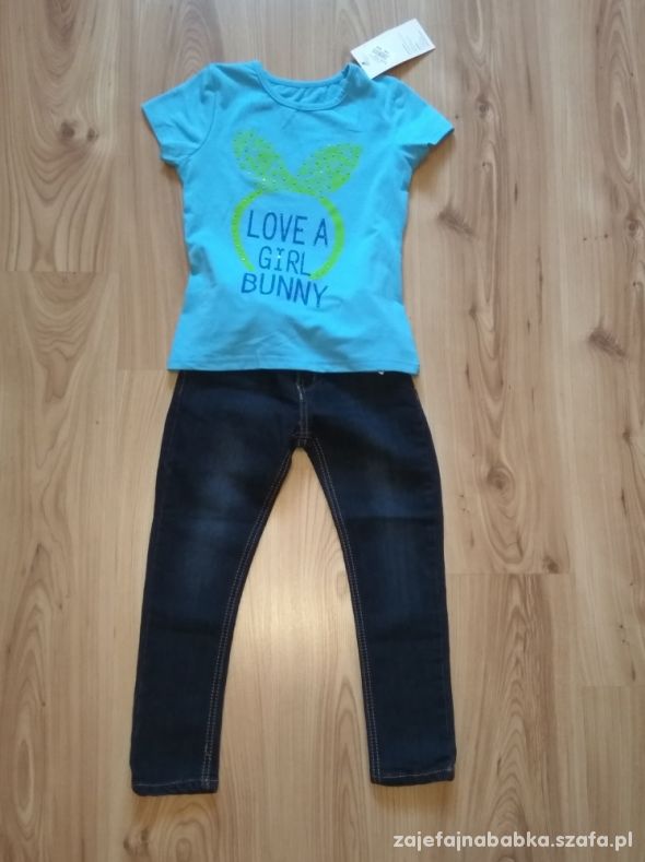 Nowy komplet dziewczecy bluzeczka i jeansy 110