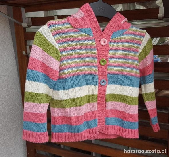 NEXT bluza kaptur sweter paski kolor 92 cm 2 3 lat