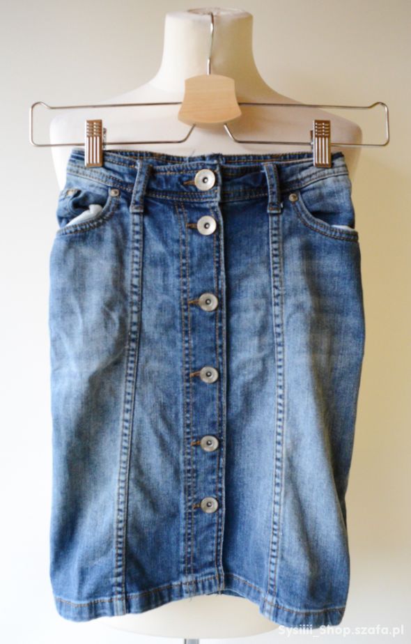 Spódniczka Guziki H&M Jeans 128 cm 8 Lat Dzins