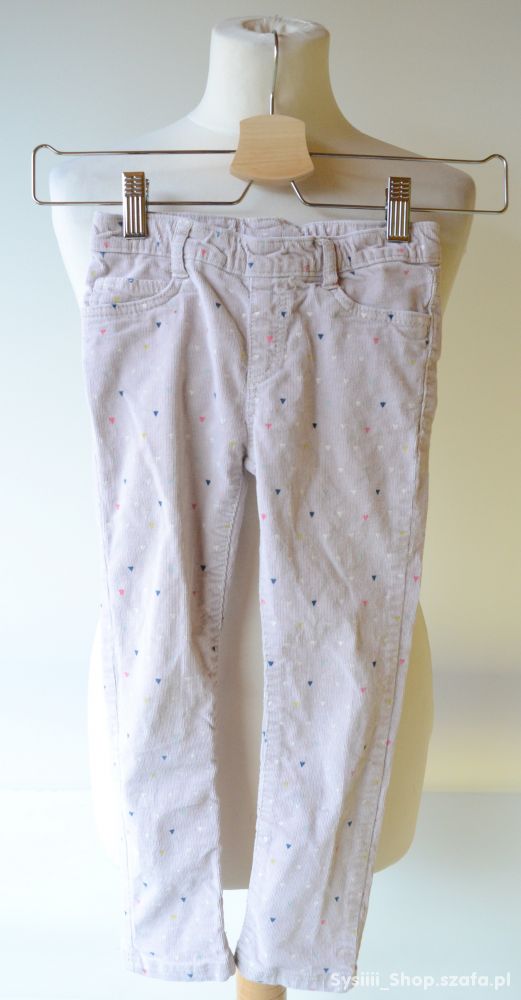 Spodnie 110 cm 4 5 lat Beż Sztruksy Wzory H&M