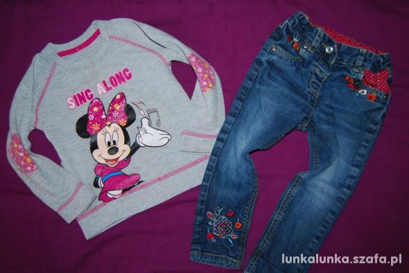 Bluzka Minnie Mouse gratis dżinsy 18 m