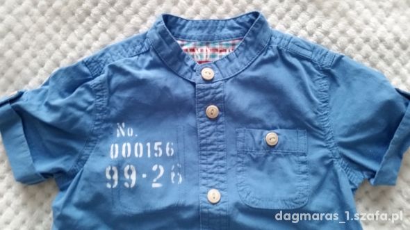Niebieska koszula ZARA 78 cm kołnierzyk stójka