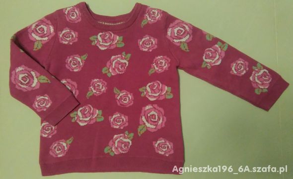 Sweterek dziewczęcy w róże 98cm