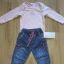 Różowe body sarenka i spodnie jeansowe 68