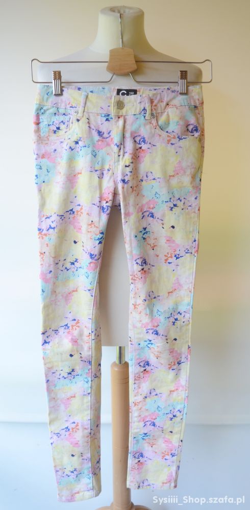 Spodnie Cubus Wzory Kolorowe Rurki 152 cm 12 lat