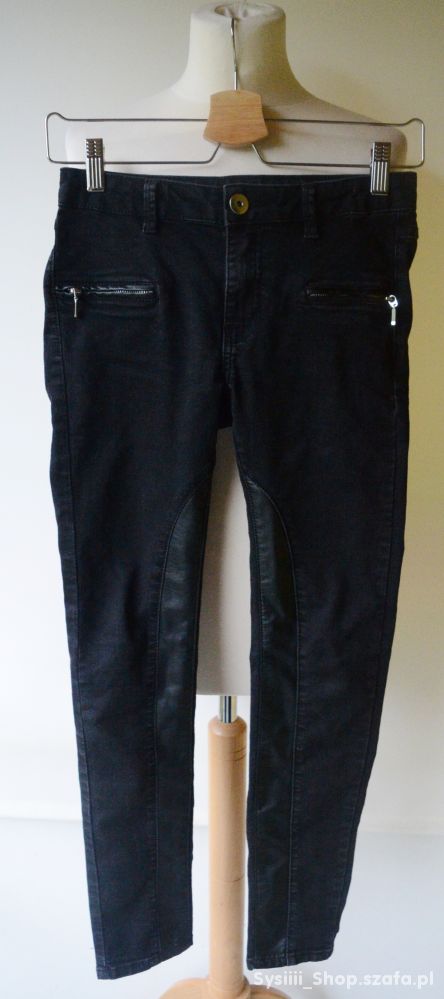 Spodnie KappAhl 152 cm Czarne Wstawki Eko Skóra