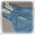 Reserved jeansowa jak nowa sukienka koronka 110 cm