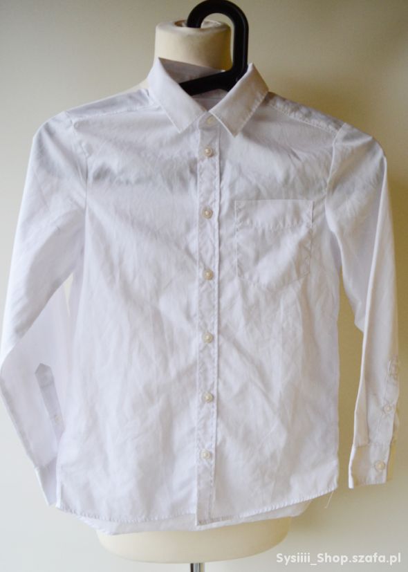 Koszula H&M Biała Biel 134 cm 8 9 lat Easy Iron