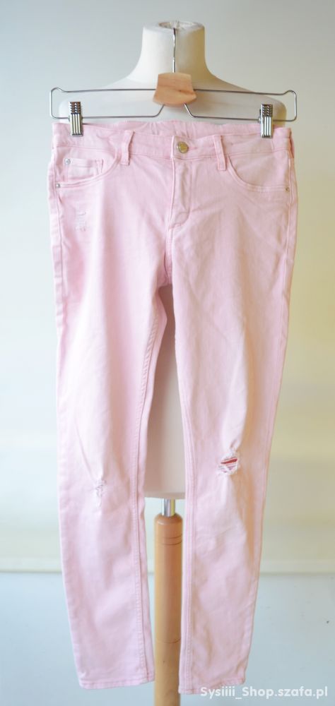 Spodnie Różowe H&M 152 cm 11 12 lat Dziury Fit