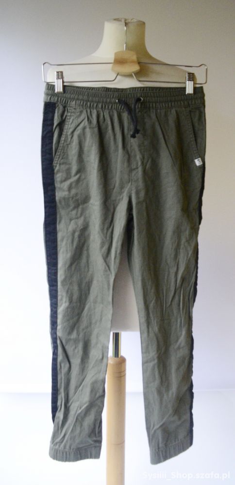 Spodnie Khaki Gumki 146 cm 10 11 lat Lampasy Zielo